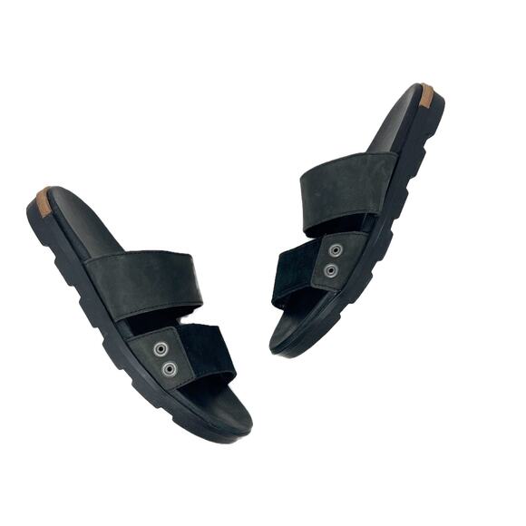 Sorel Torpeda Slide II Black Leather & Suede Sandals size 7.5 - Picture 13 of 13